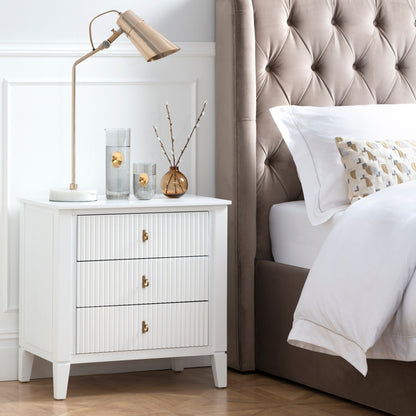 Set of 2 Heidi bedside tables - White -Brass/Silver