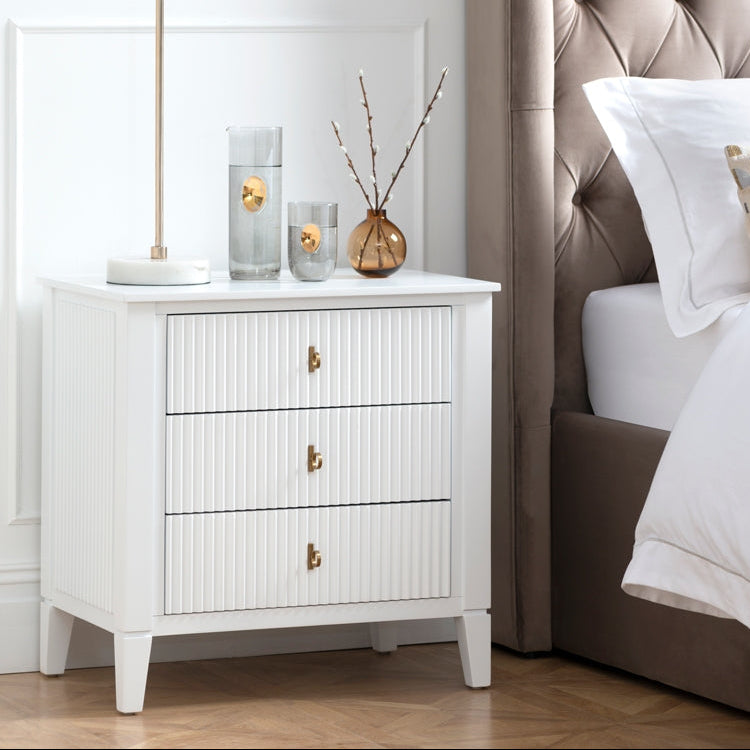 Heidi White Bedside Table Brass/Silver