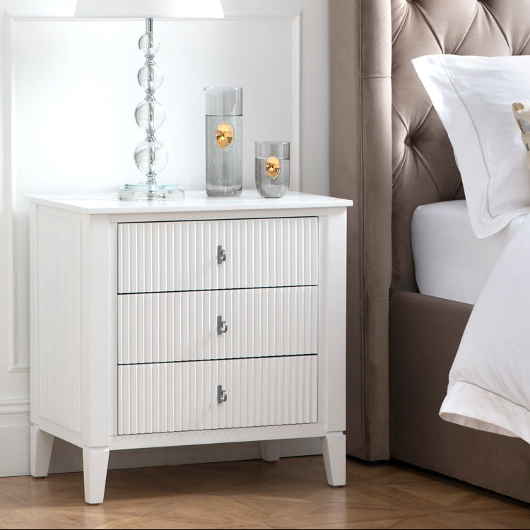Heidi White Bedside Table Brass/Silver