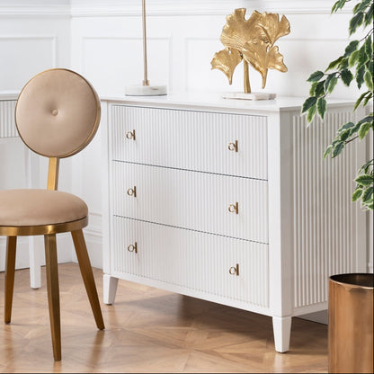 Heidi White Chest of Drawers Brass/Silver