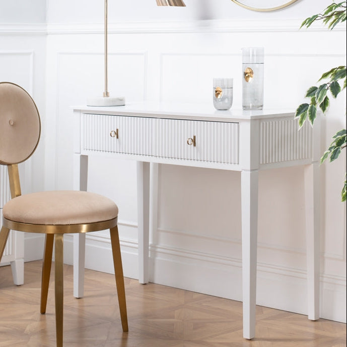 Heidi White Console Table Brass/Silver