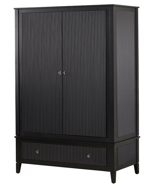 Heidi Wardrobe with Drawer and Interchangeable Handles - Black, Brass & Silver