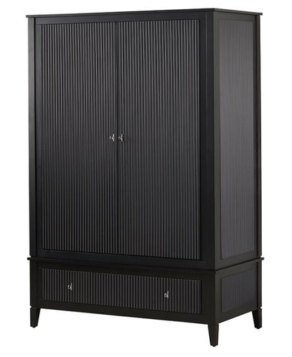 Heidi Wardrobe with Drawer and Interchangeable Handles - Black, Brass & Silver