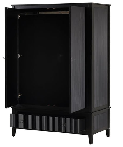Heidi Wardrobe with Drawer and Interchangeable Handles - Black, Brass & Silver