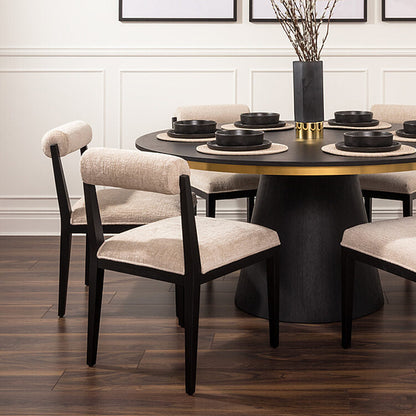 Brewster 6-8 Seat Black Dining Table and 6 Hera Dining Chairs