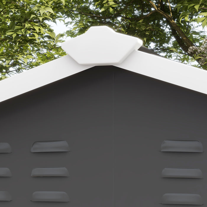 9x 6FT Metal Outdoor Garden Shed, Galvanised Tool Storage Shed w/ Sloped Roof, Lockable Door for Patio Lawn, Grey