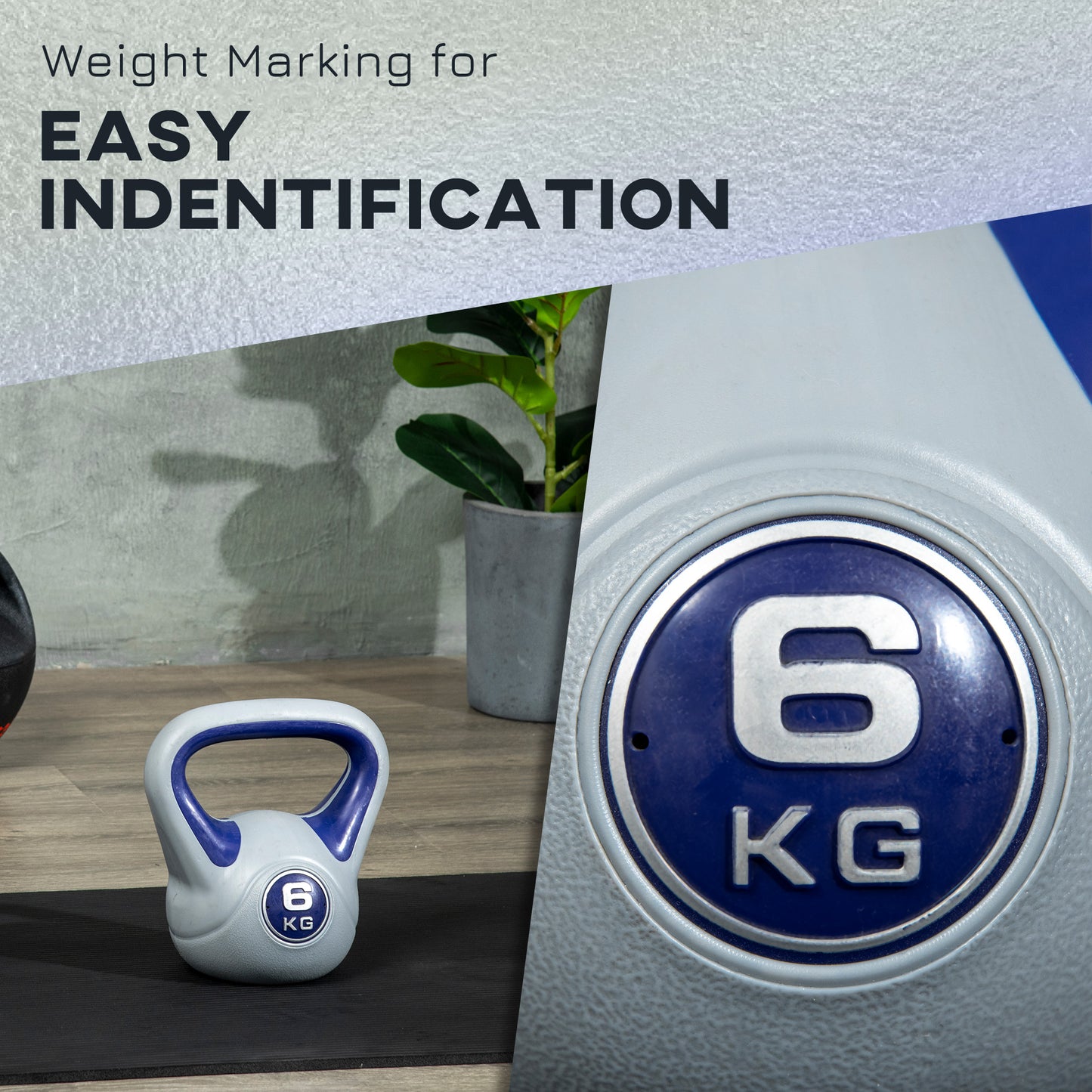 6kg Kettle Bell with Handle for Home Gym, Purple and Grey