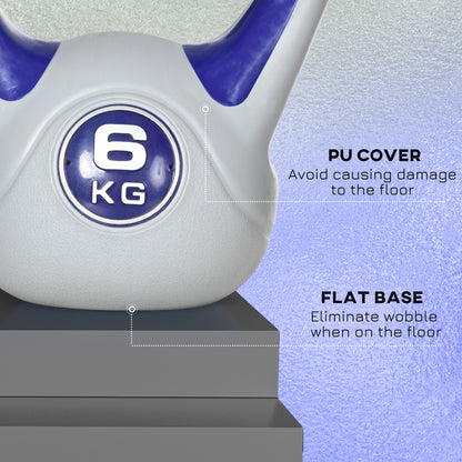 6kg Kettle Bell with Handle for Home Gym, Purple and Grey