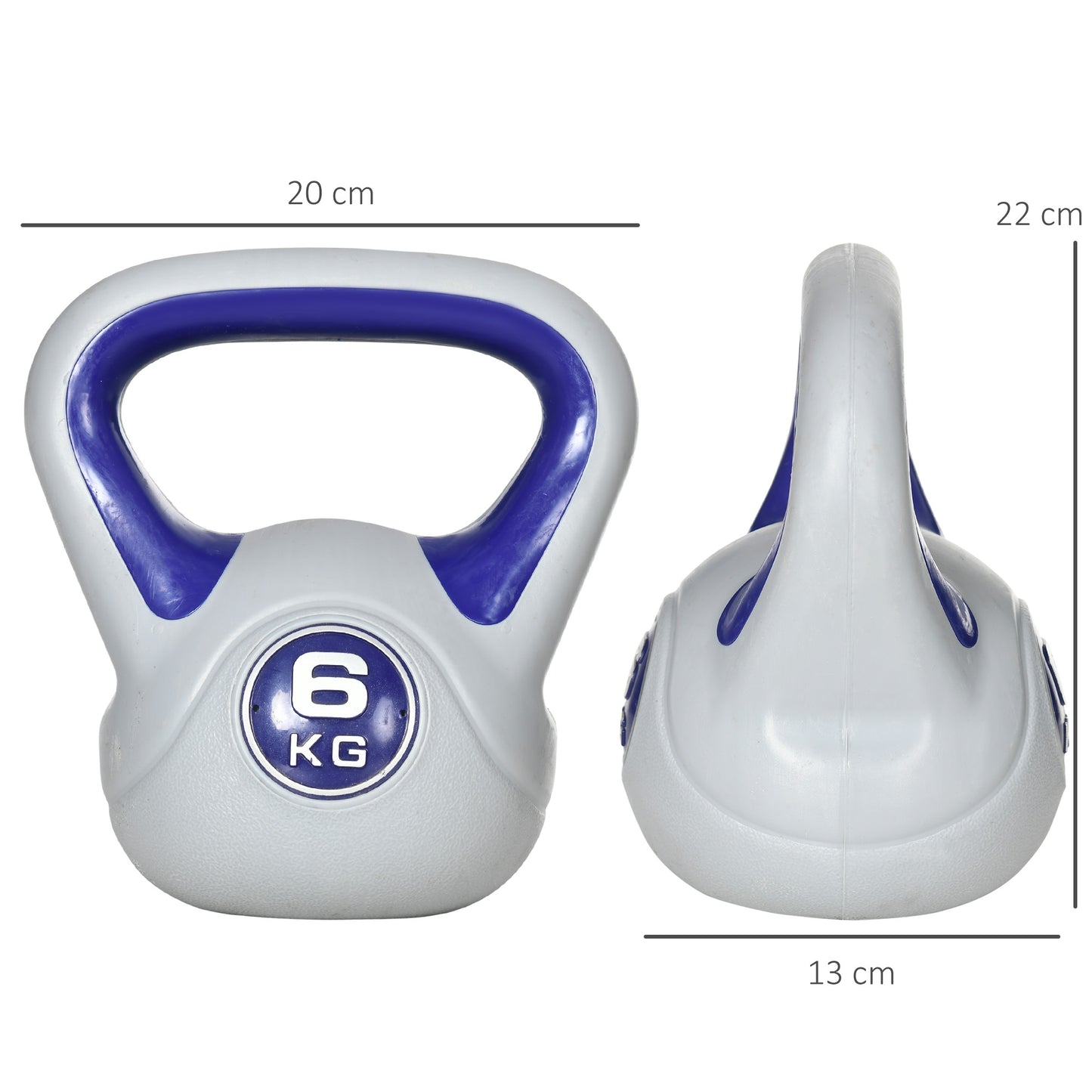 6kg Kettle Bell with Handle for Home Gym, Purple and Grey