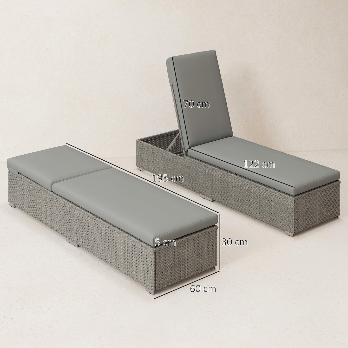 Patio Rattan Chaise Lounge Garden Pool Wicker Sun Lounger Adjustable