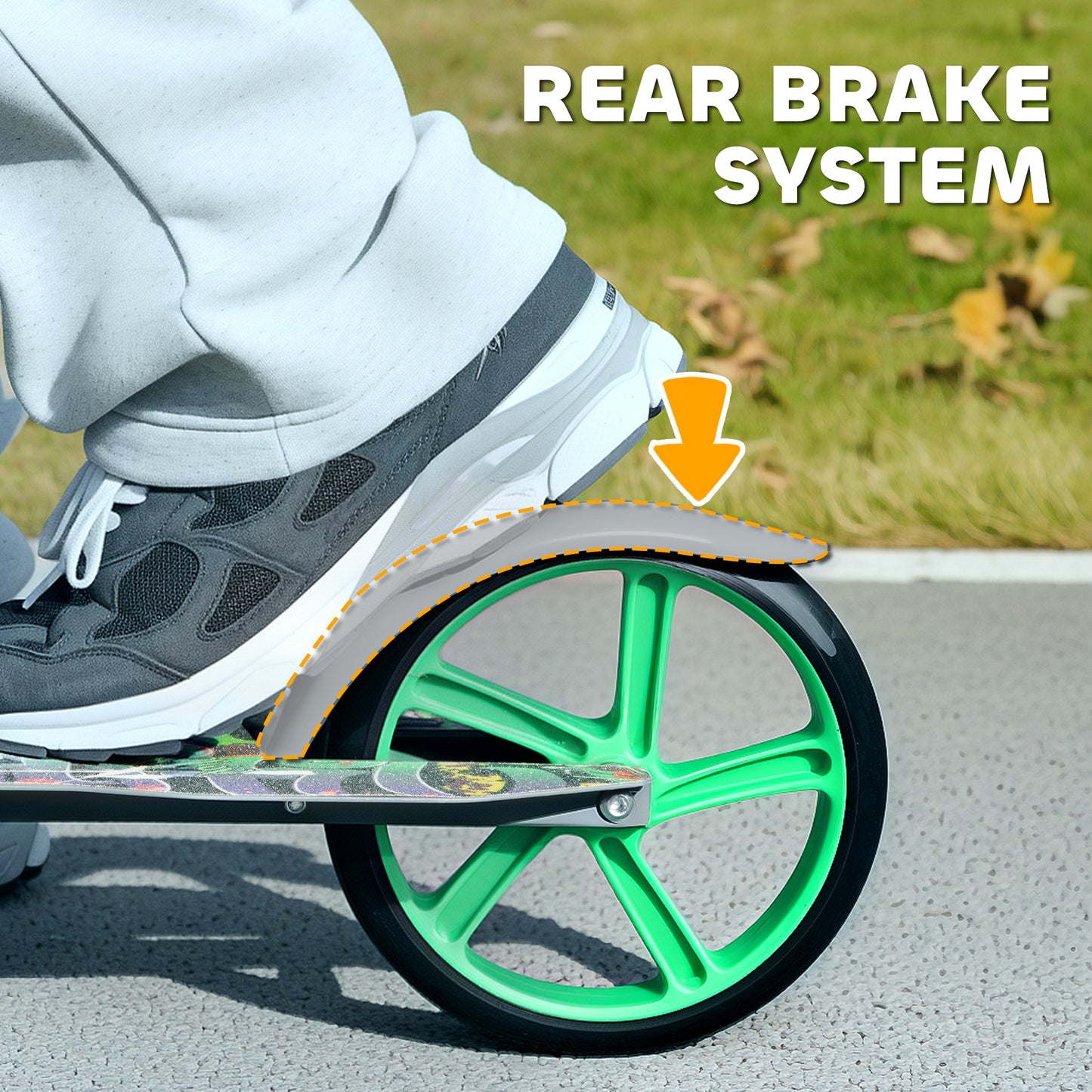 Kids Scooter, Foldable Kick Scooter with Adjustable Handlebar, 200mm Big Wheel, Rear Fender Brake, Gift for Ages 6-12 Years, Boys and Girls, Green