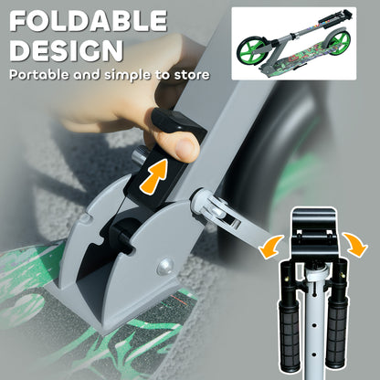 Kids Scooter, Foldable Kick Scooter with Adjustable Handlebar, 200mm Big Wheel, Rear Fender Brake, Gift for Ages 6-12 Years, Boys and Girls, Green