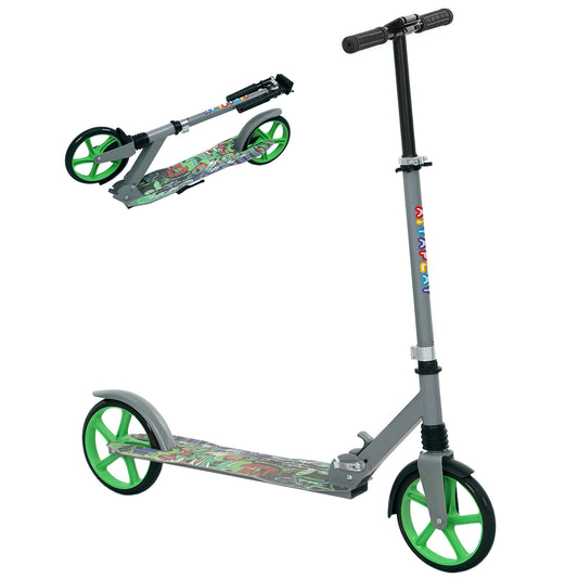 Kids Scooter, Foldable Kick Scooter with Adjustable Handlebar, 200mm Big Wheel, Rear Fender Brake, Gift for Ages 6-12 Years, Boys and Girls, Green