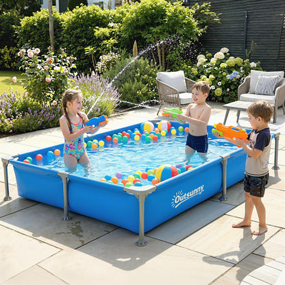 Metal Frame Swimming Pool, Rectangle Frame Pool, 229 x 160 cm, Blue
