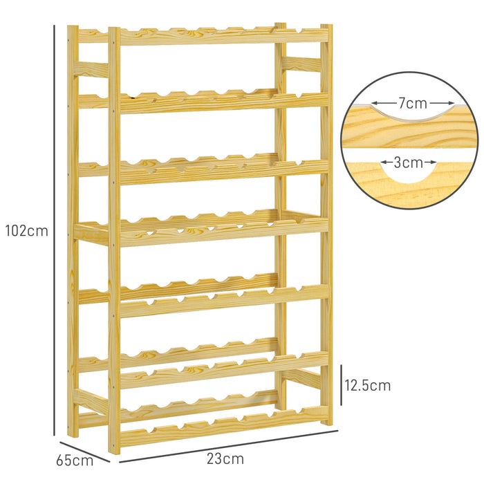 Free Standing Wooden Wine Rack 42 Bottles Holders, Natural