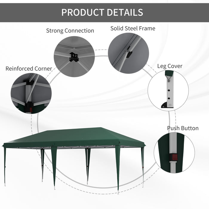 6 x 3(m) Pop Up Gazebo Patio Party Event Heavy Duty Canopy Green