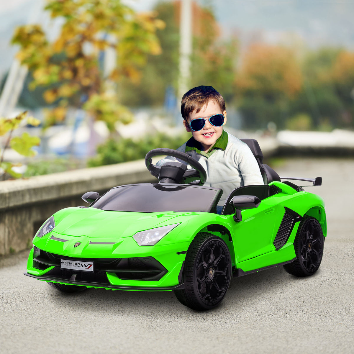 Lamborghini Aventador Licensed 12V Kids Electric Ride On Car - Green