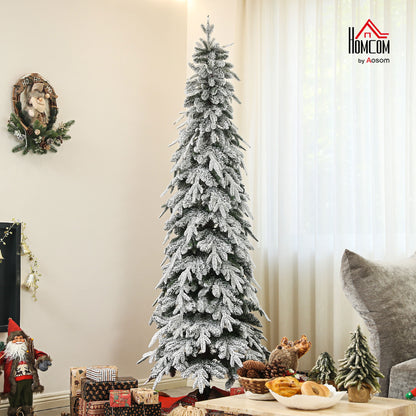 7ft Flocked Pencil Christmas Tree with Auto Open, Steel Base