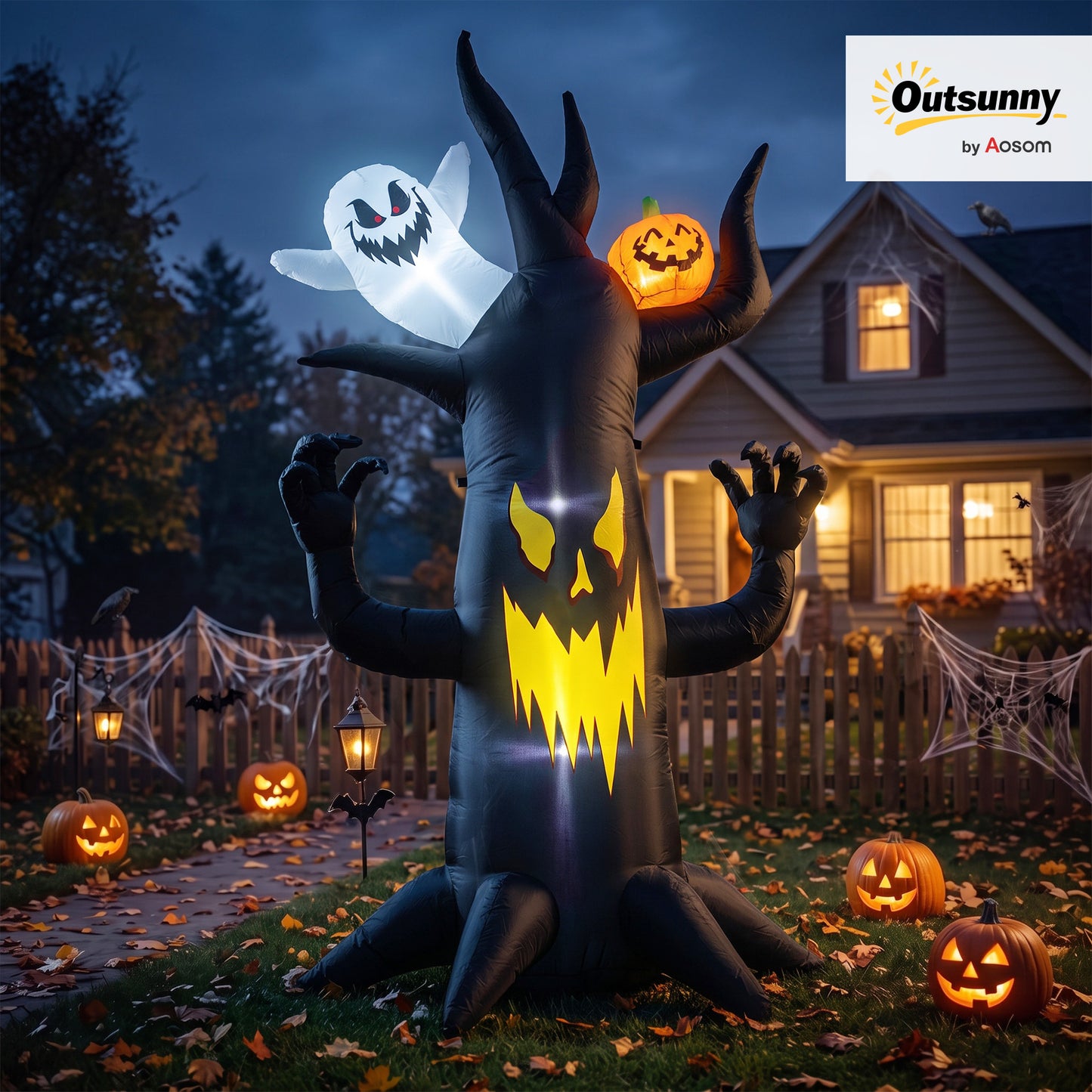 8 FT Halloween Inflatable Spooky Tree with Built-in LED Lights