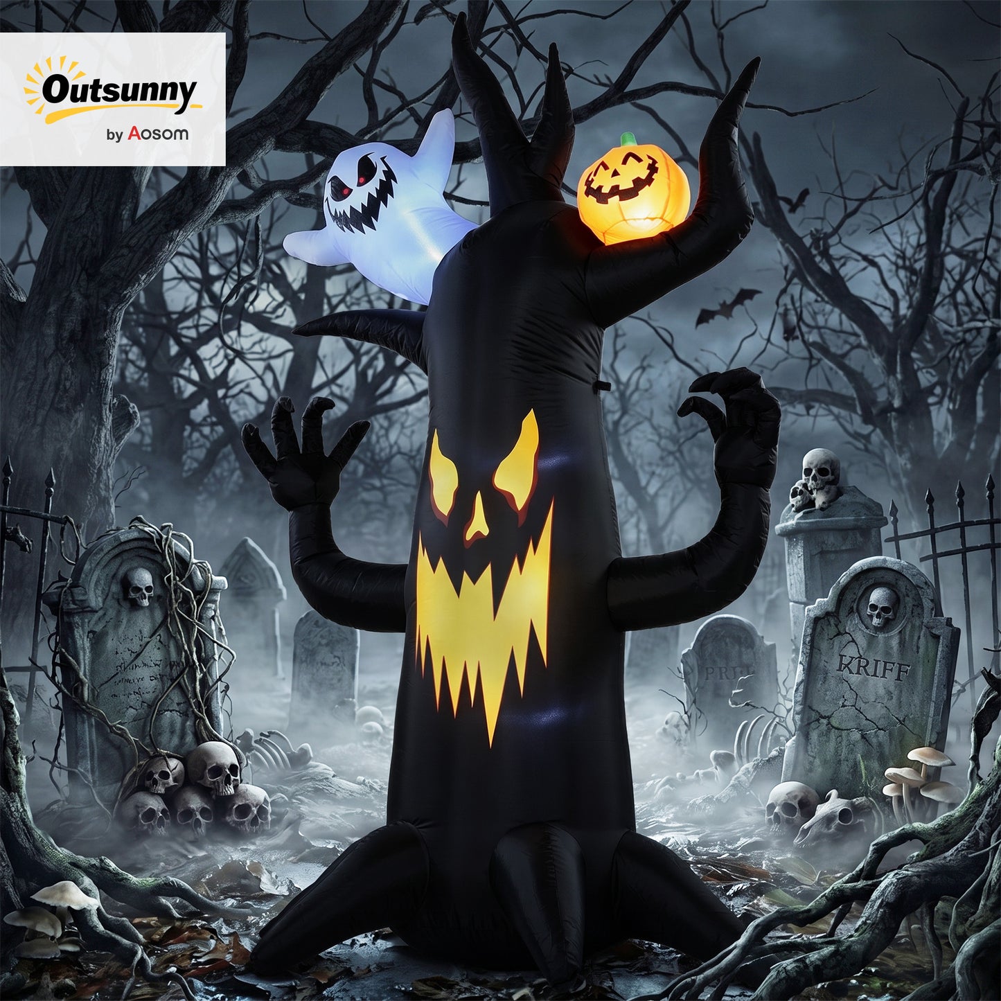 8 FT Halloween Inflatable Spooky Tree with Built-in LED Lights
