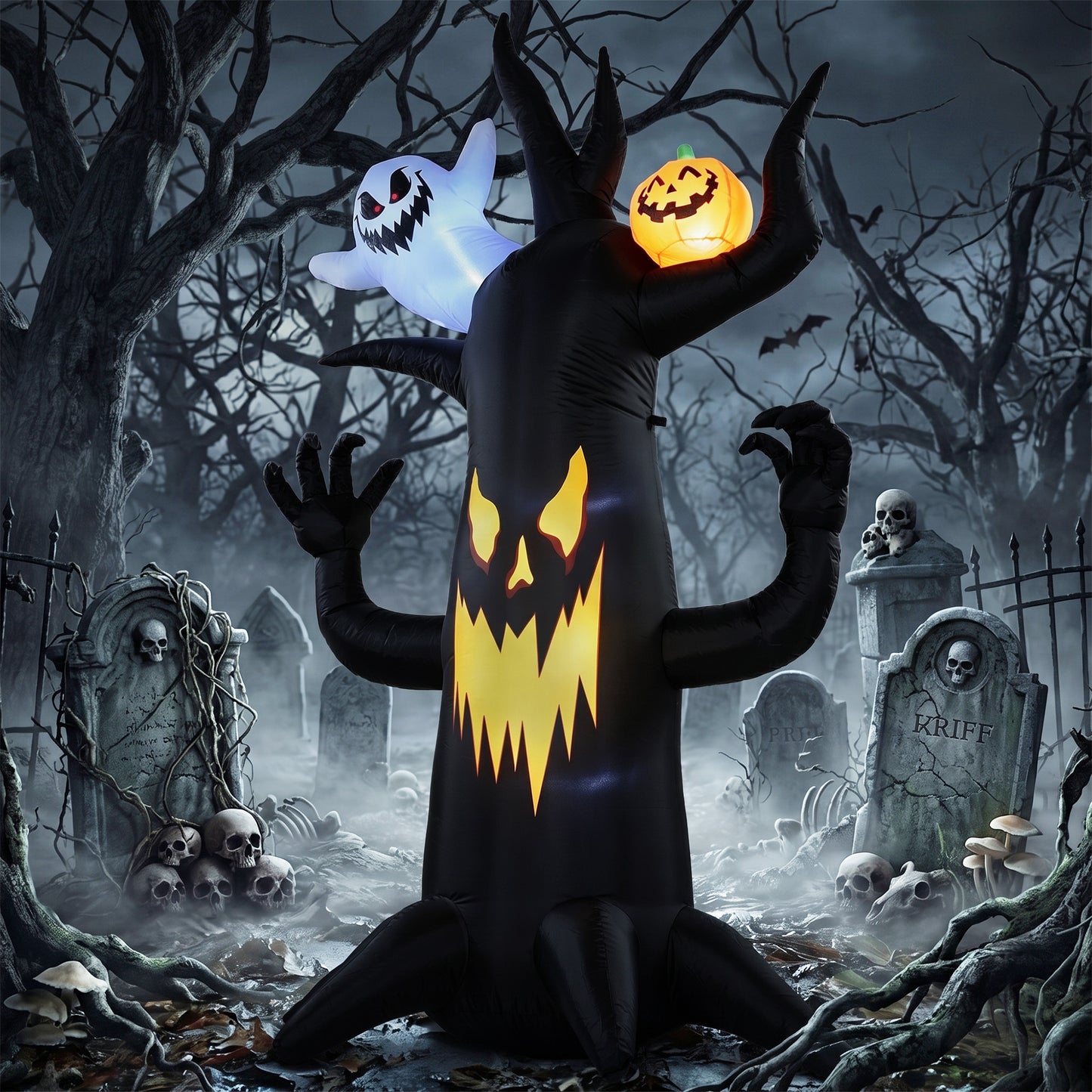 8 FT Halloween Inflatable Spooky Tree with Built-in LED Lights