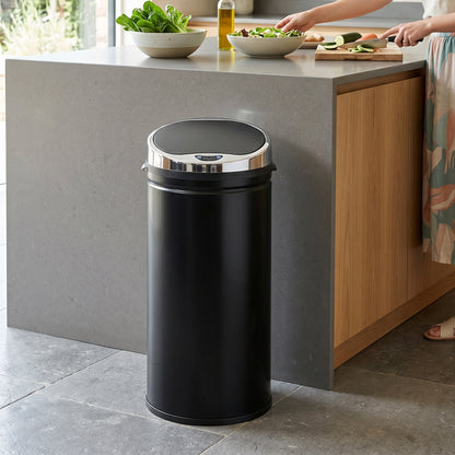 42L Sensor Bin with Quiet Soft-Close Lid, Automatic Touchless Motion Sensor Rubbish Bin with Fingerprint Resistant Stainless Steel for Hygienic Kitchen, Home Office Use, Black