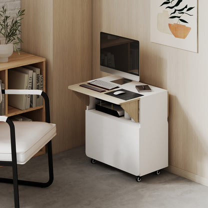 Folding Dining Table, Rolling Drop Leaf Table with Hidden Shelf