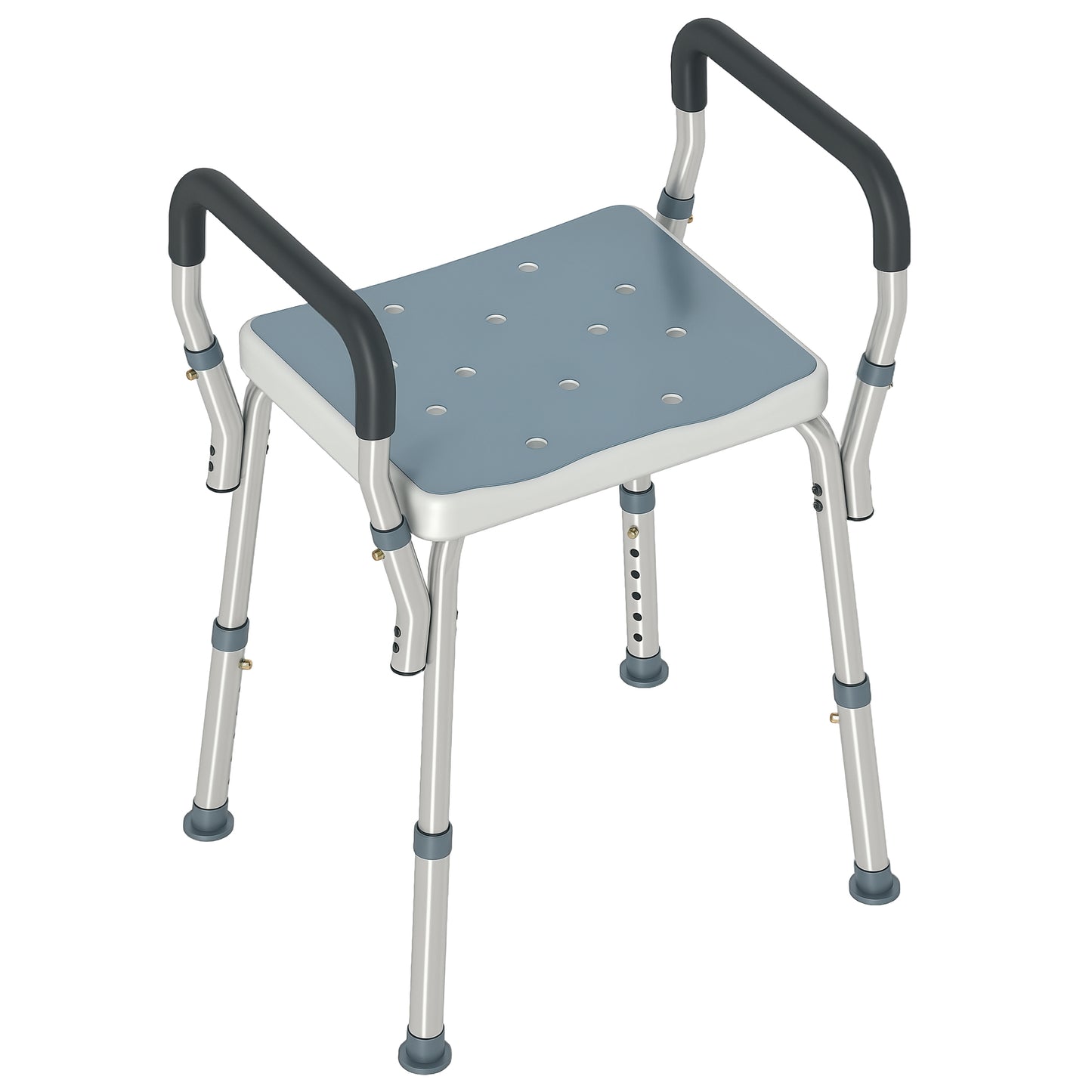 Rust-Free Aluminium Bath Chair with Adjustable Height, Light Blue