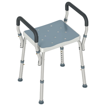 Rust-Free Aluminium Bath Chair with Adjustable Height, Light Blue