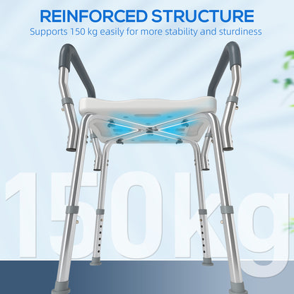 Rust-Free Aluminium Bath Chair with Adjustable Height, Light Blue