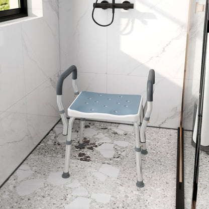 Rust-Free Aluminium Bath Chair with Adjustable Height, Light Blue