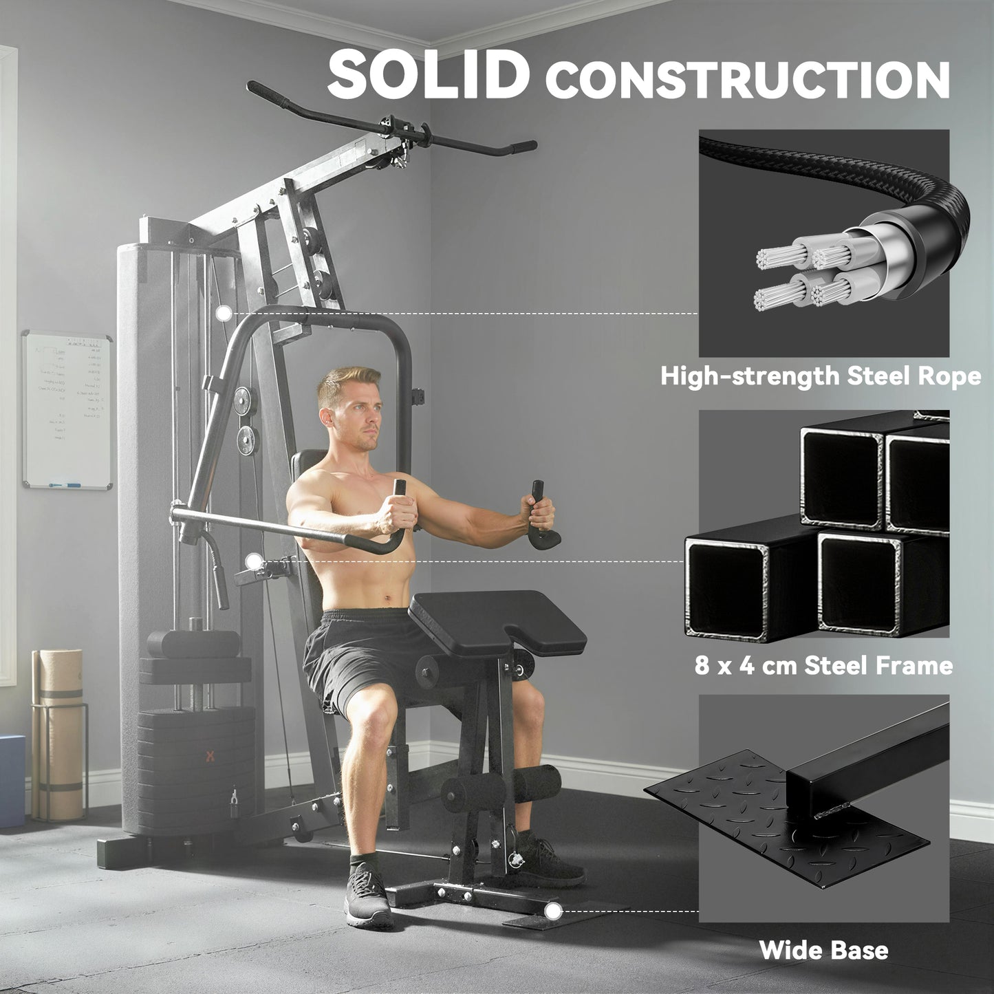 Multi Gym with Adjustable Seat & Back, 45kg Weight Stack