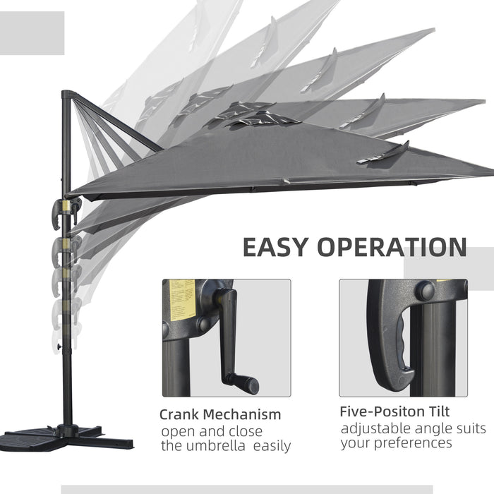 2.7 x 2.7 m Cantilever Parasol Garden Umbrella w/ Cross Base Dark Grey