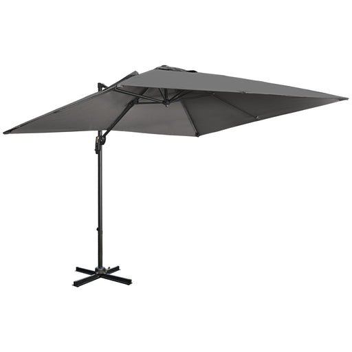 2.7 x 2.7 m Cantilever Parasol Garden Umbrella w/ Cross Base Dark Grey