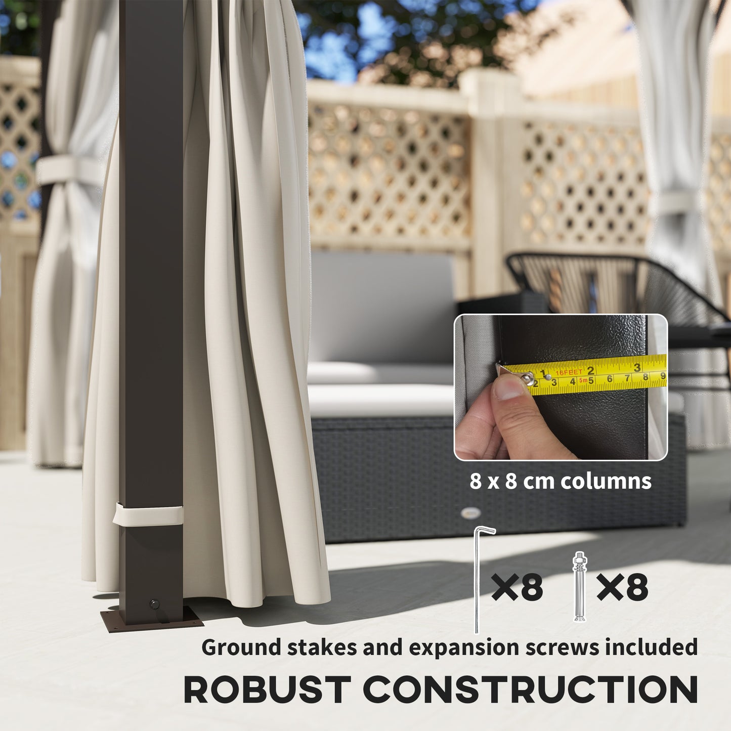 3 x 3(m) Hardtop Gazebo with Metal Roof, Netting and Curtains