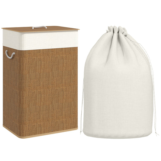 Laundry Hamper with Removable Washable Liner Bag, Brown