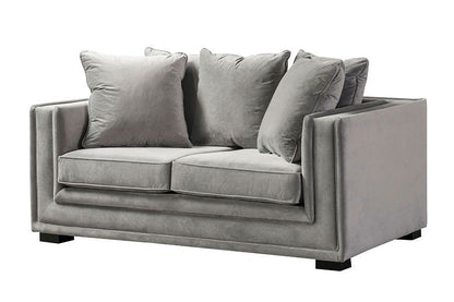 Holburn 2-Seater Velvet Sofa with 5 Scatter Cushions - Dove Grey