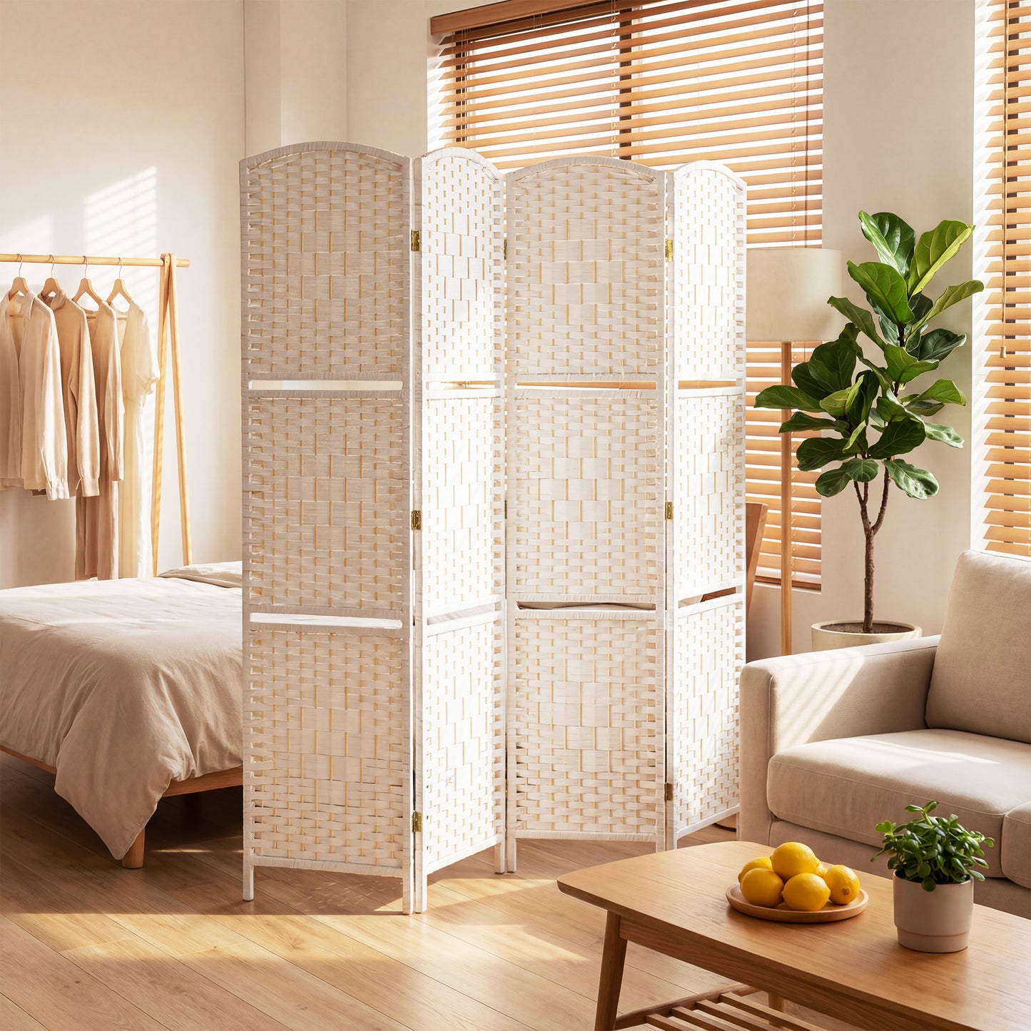 Freestanding Privacy Screen, 160 x 170cm, White