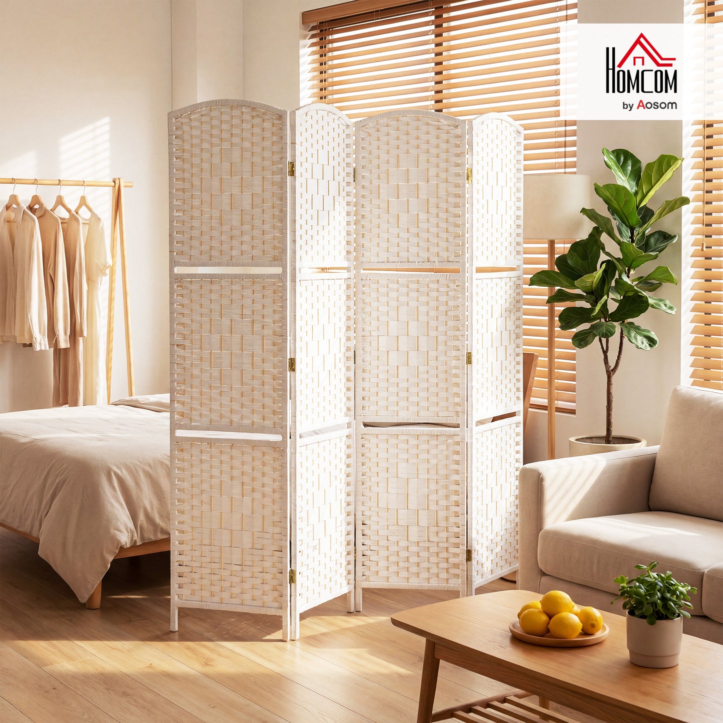 Freestanding Privacy Screen, 160 x 170cm, White