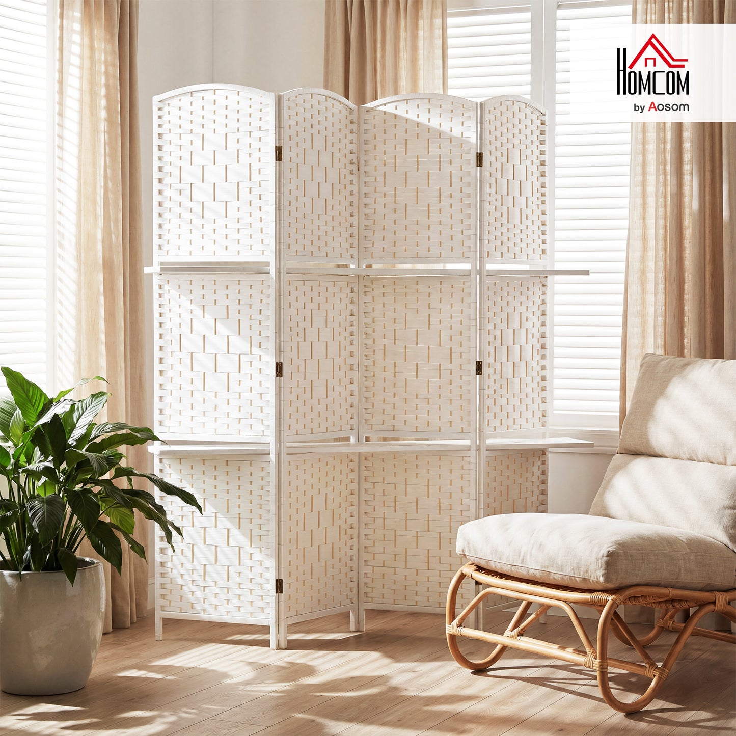 Freestanding Privacy Screen, 160 x 170cm, White
