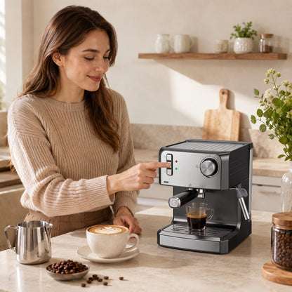 Espresso Machine, 20-Bar, 1.6 L Tank, Black