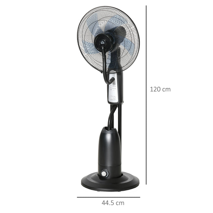 Pedestal Fan with Water Mist Spray, Humidifying Misting Fan, Standing Fan with 3 Speeds, 2.8L Water Tank, Timer and Remote, Black