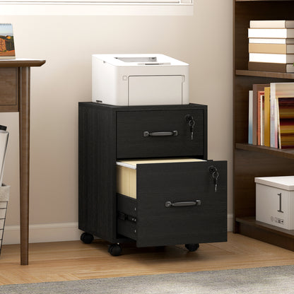 Roll File Cabinet with Drawer, Organiser Letter Size, Black