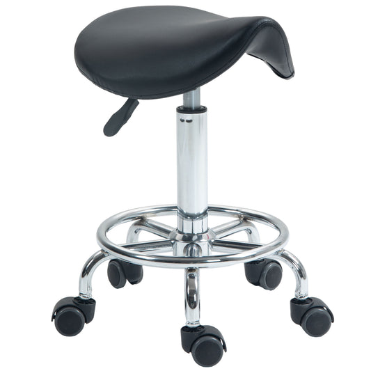 Saddle Chair, Rolling Salon Stool for Massage Spa Clinic Beauty, Black