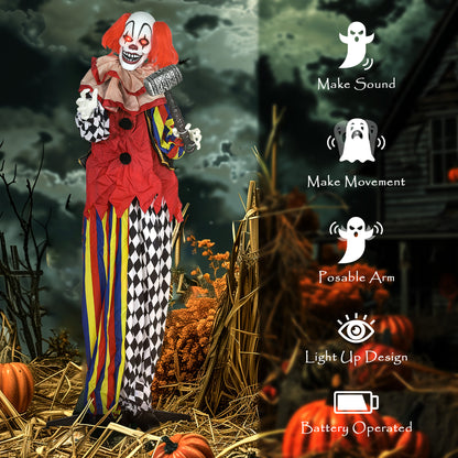 Sound Activated Halloween Animatronics Clown with Red Light Up Eyes