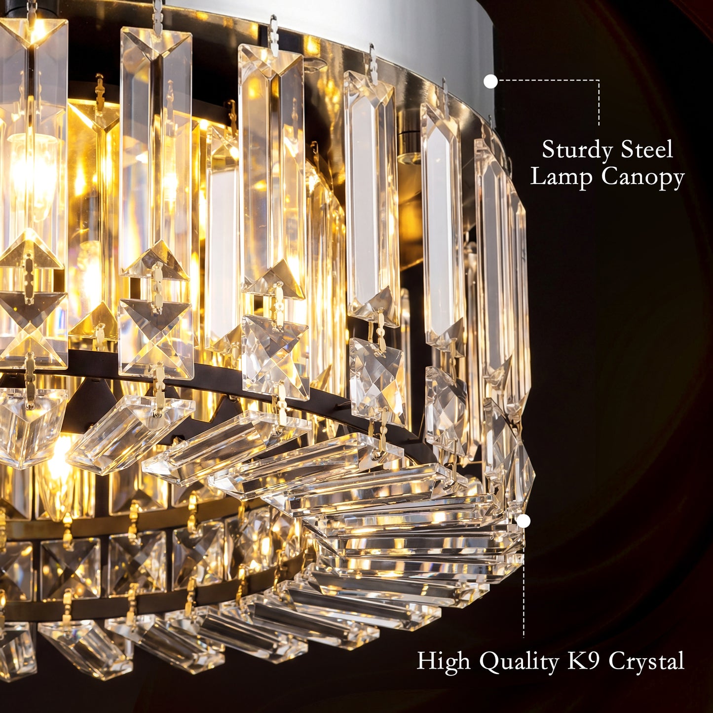 Crystal Ceiling Light with 160 Crystal Pendants, Silver Tone