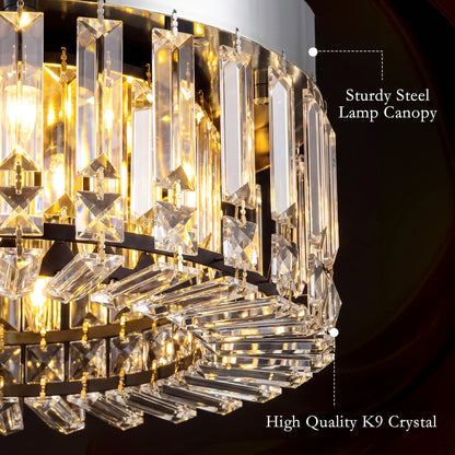 Crystal Ceiling Light with 160 Crystal Pendants, Silver Tone