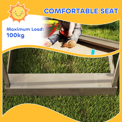 Wooden Kids Sandpit Boat Style with Canopy, 4 Seats, Rudder, Bottom Liner, for Children 3-8 Years, Yellow