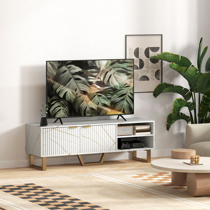 TV Unit, TV Stand Cabinet with Shelves and Storage Cupboard, White