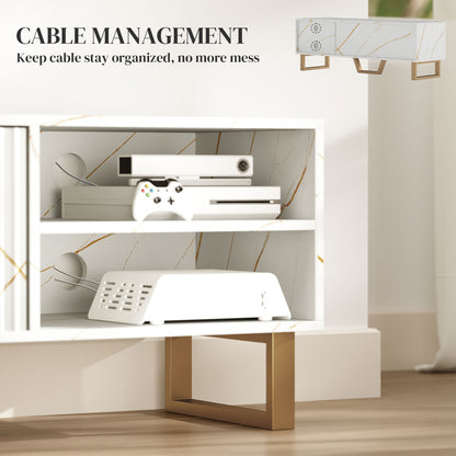 TV Unit, TV Stand Cabinet with Shelves and Storage Cupboard, White